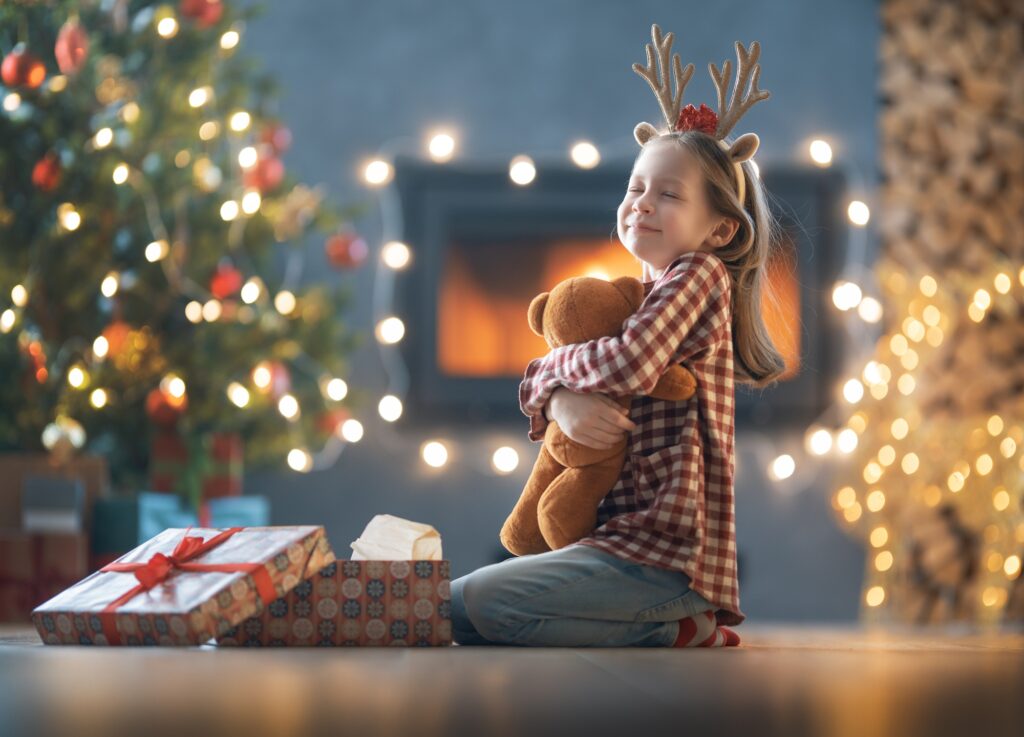 girl with Christmas gift